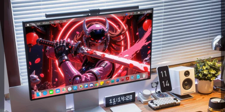 Pink Sakura Ronin Cyber Mecha Girl Wallpaper Pack with neon pink cherry blossom ronin mecha girl in cyberpunk aesthetic for desktop and phone background